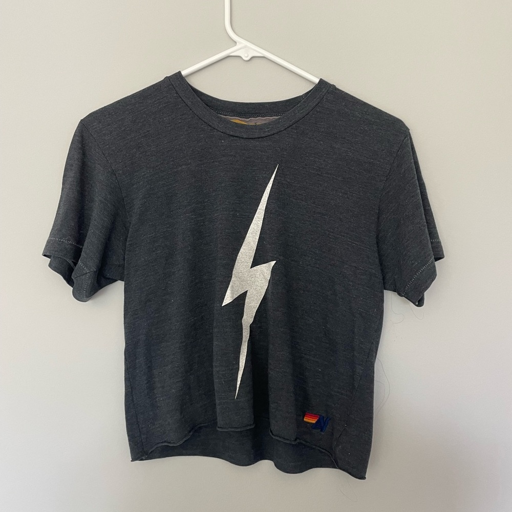 Aviator Nation Navy Boyfriend Tee with Lightning Bolt. Size Small.